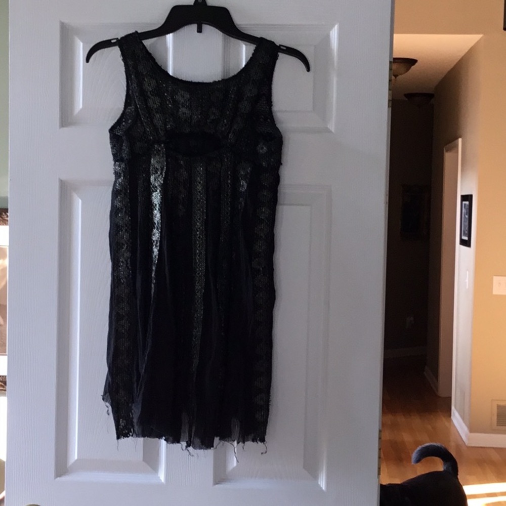 Black gauzy summer dress.